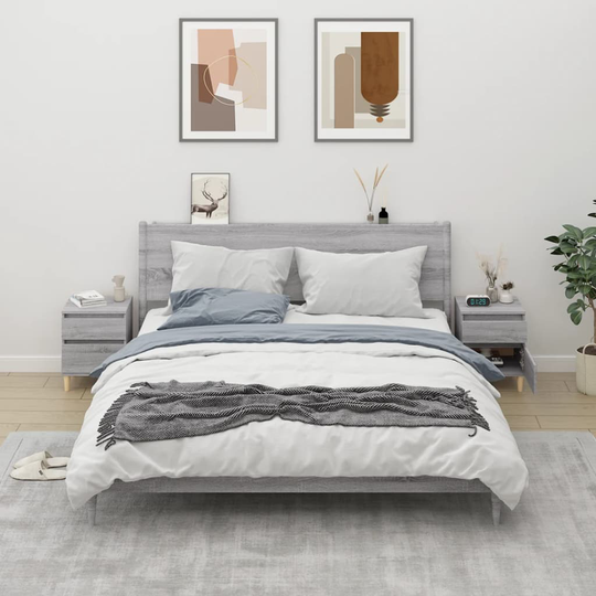 vidaXL Yöpöydät 2 kpl harmaa Sonoma 40x35x50 cm