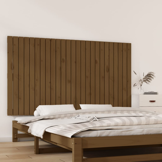 vidaXL Sängynpääty seinälle hunajanruskea 159,5x3x90 cm täysi mänty