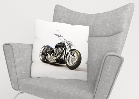 Koristetyynyliina BLACK MOTORBIKE 50x50 cm
