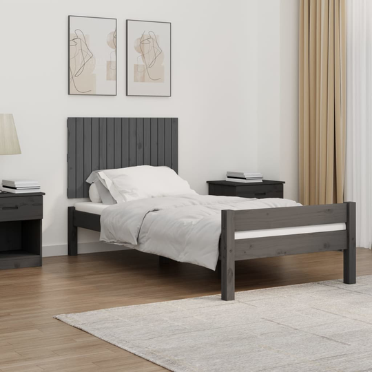 vidaXL Sängynpääty seinälle harmaa 95,5x3x60 cm täysi mänty