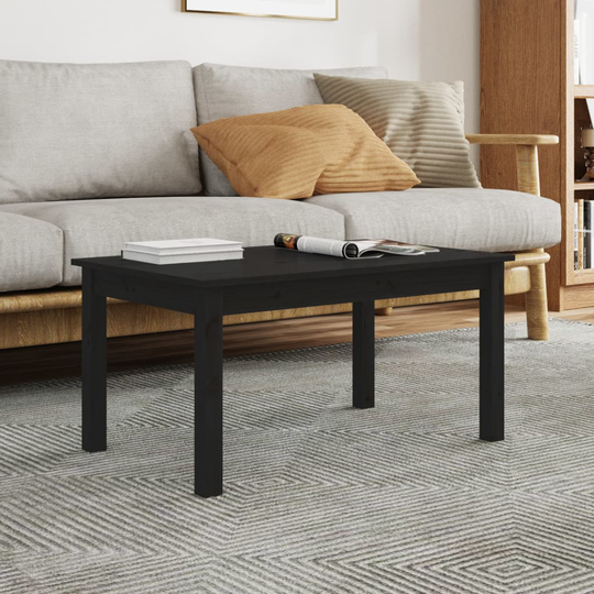 vidaXL Sohvapöytä musta 80x50x40 cm täysi mänty