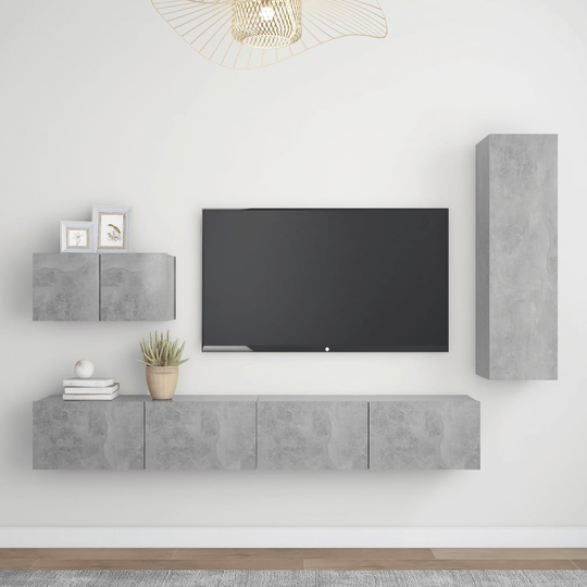 vidaXL 4-osainen TV-kaappisarja betoninharmaa lastulevy