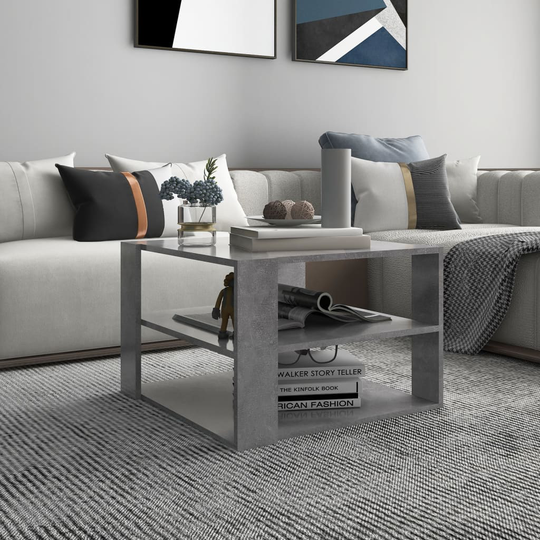 vidaXL Sohvapöytä betoninharmaa 60x60x40 cm lastulevy