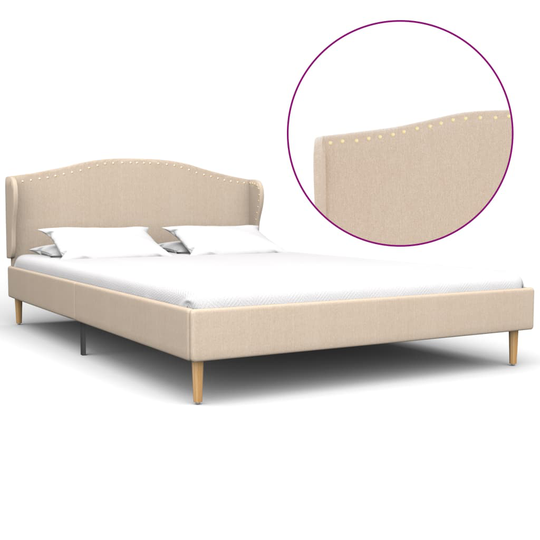 280644 vidaXL Bed Frame Beige Fabric 140x200 cm