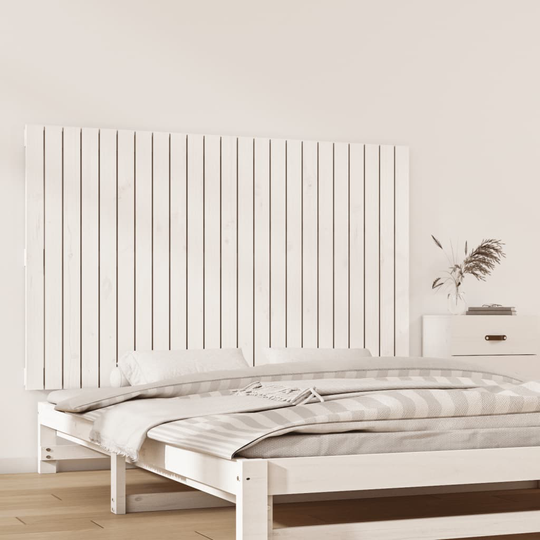 vidaXL Sängynpääty seinälle valkoinen 147x3x90 cm täysi mänty