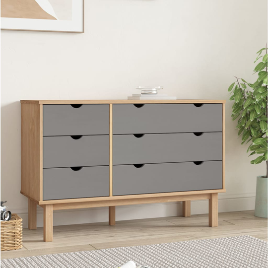 vidaXL Lipasto OTTA ruskea ja harmaa 113,5x39,5x73 cm täysi mänty