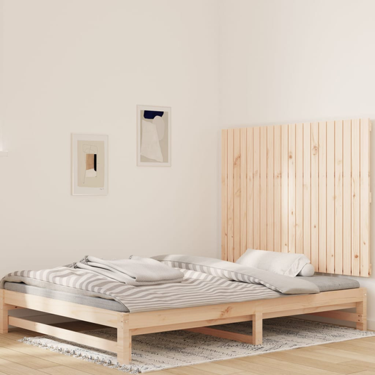 vidaXL Sängynpääty seinälle 127,5x3x90 cm täysi mänty