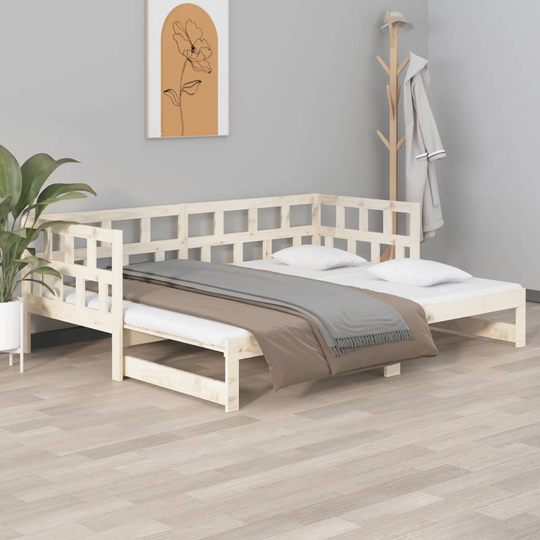 vidaXL Sohvasänky ulosvedettävä täysi mänty 2x (90x200) cm
