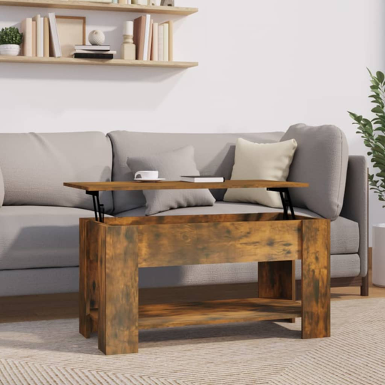 vidaXL Sohvapöytä savutammi 101x49x52 cm tekninen puu
