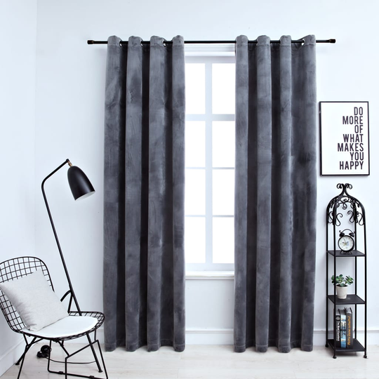 vidaXL Pimennysverhot renkailla 2 kpl sametti antrasiitti 140x245 cm