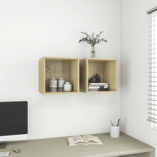 vidaXL Seinäkaapit 2 kpl Sonoma-tammi 37x37x37 cm lastulevy