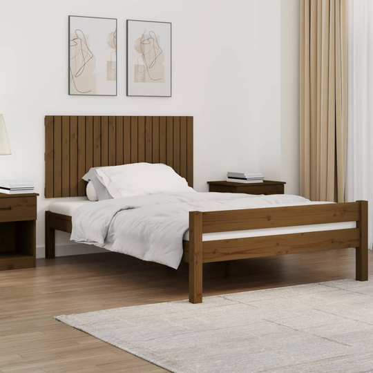 vidaXL Sängynpääty seinälle hunajanruskea 127,5x3x60 cm täysi mänty
