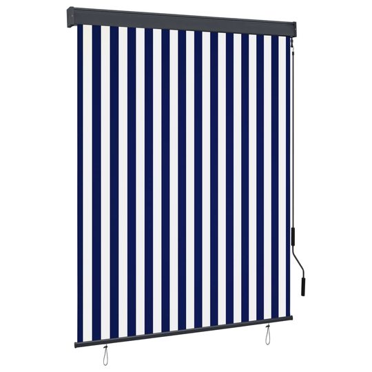 vidaXL Ulkorullaverho 140x250 cm sininen ja valkoinen