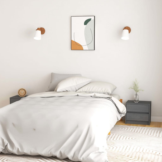 vidaXL Yöpöydät 2 kpl harmaa 40x30,5x35,5 cm täysi mänty