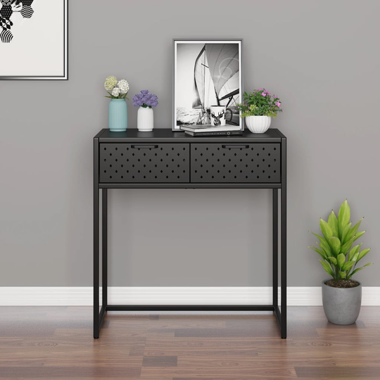 vidaXL Konsolipöytä antrasiitti 72x35x75 cm teräs