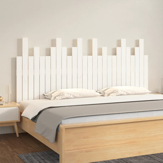 vidaXL Sängynpääty seinälle valkoinen 166x3x80 cm täysi mänty