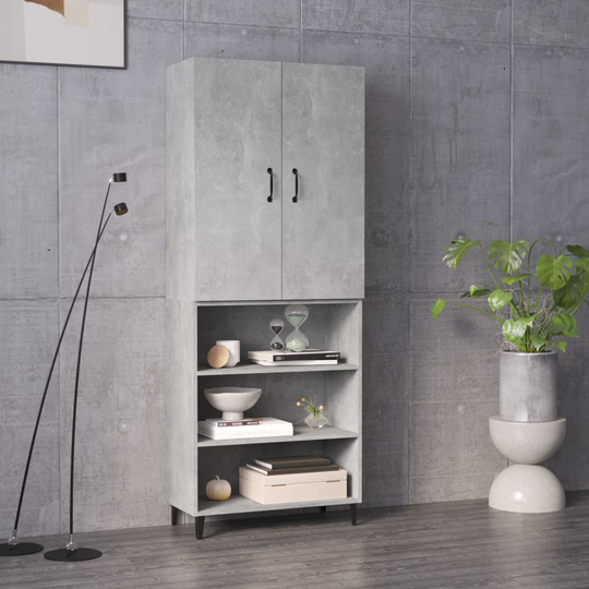 vidaXL Kaappi betoninharmaa 69,5x32,5x180 cm tekninen puu