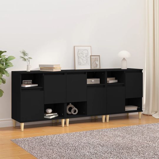 vidaXL Senkit 3 kpl musta 60x35x70 cm tekninen puu