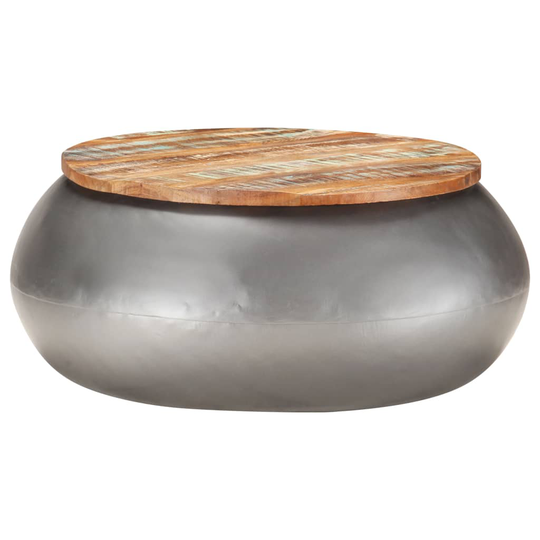 vidaXL Sohvapöytä harmaa 68x68x30 cm kierrätetty täyspuu