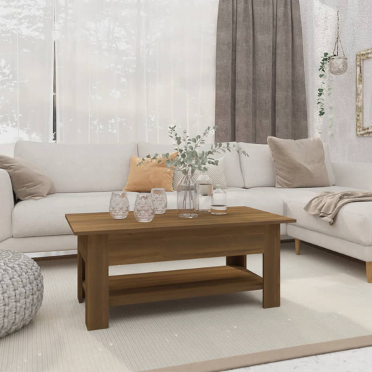 vidaXL Sohvapöytä ruskea tammi 102x55x42 cm lastulevy