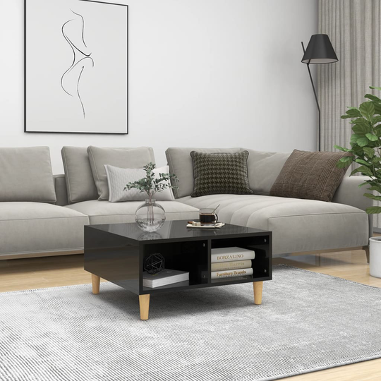 vidaXL Sohvapöytä korkeakiilto musta 60x60x30 cm lastulevy