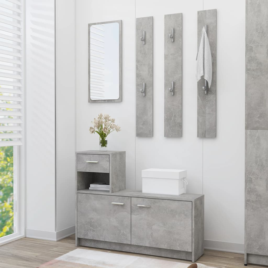 vidaXL Eteisen säilytysyksikkö betoninharmaa 100x25x76,5 cm lastulevy