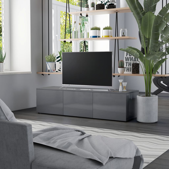 vidaXL TV-taso korkeakiilto harmaa 120x34x30 cm lastulevy