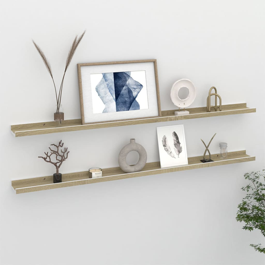 vidaXL Seinähyllyt 2 kpl valkoinen ja Sonoma-tammi 115x9x3 cm