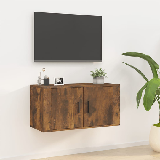 vidaXL Seinäkiinnitettävä TV-taso savutammi 80x34,5x40 cm
