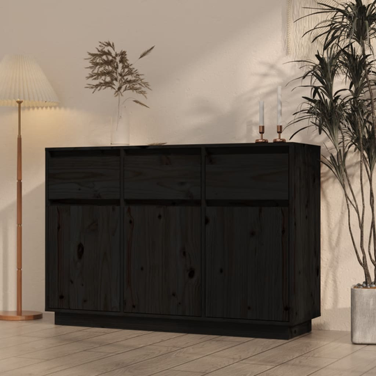 vidaXL Senkki musta 110x34x75 cm täysi mänty