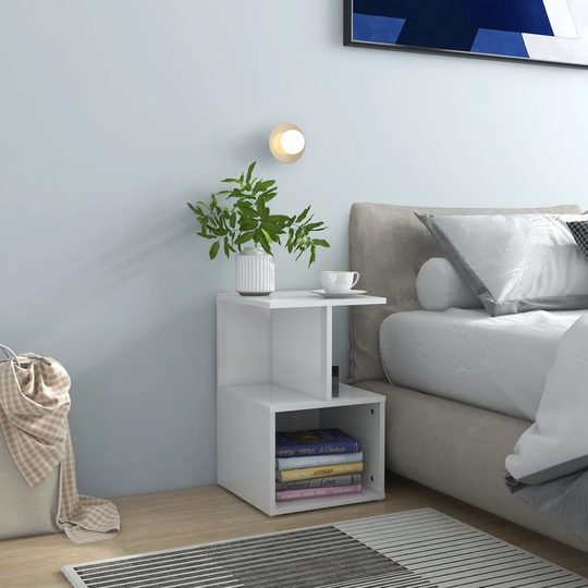 vidaXL Yöpöydät 2 kpl korkeakiilto valkoinen 35x35x55 cm lastulevy