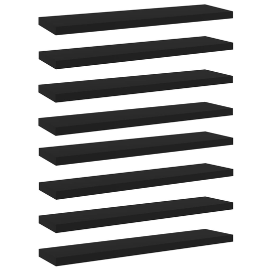 vidaXL Kirjahyllytasot 8 kpl musta 40x10x1,5 cm lastulevy
