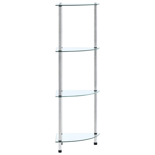 vidaXL 4-kerroksinen hylly läpinäkyvä 30x30x100 cm karkaistu lasi