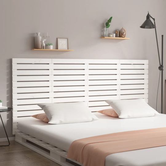 vidaXL Sängynpääty seinälle valkoinen 156x3x91,5 cm täysi mänty