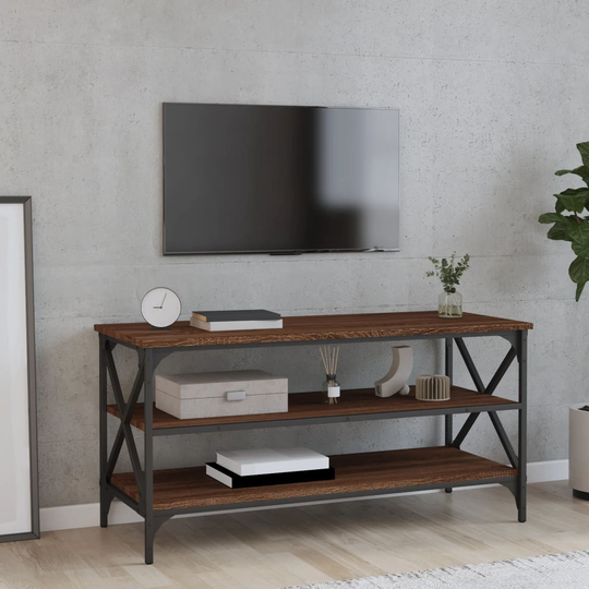 vidaXL TV-taso ruskea tammi 100x40x50 cm tekninen puu