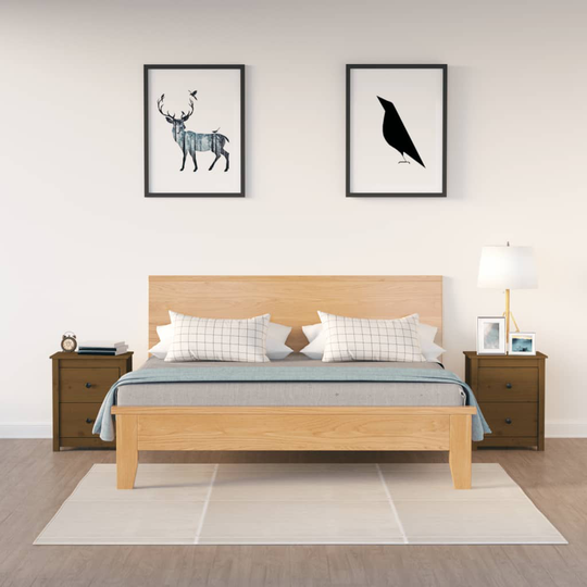 vidaXL Yöpöydät 2 kpl hunajanruskea 50x35x61,5 cm täysi mänty