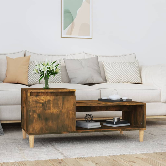 vidaXL Sohvapöytä savutammi 100x50x45 cm tekninen puu