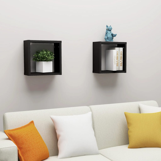 vidaXL Kuutioseinähyllyt 2 kpl musta 30x15x30 cm