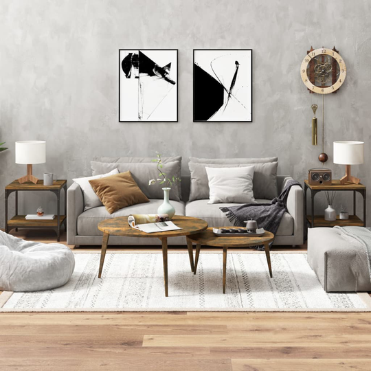 vidaXL Sivupöydät 2kpl savutammi 40x40x40 cm tekninen puu