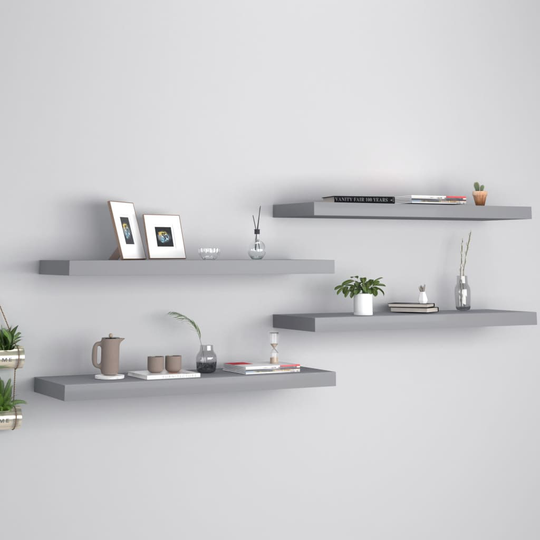 vidaXL Kelluvat seinähyllyt 4 kpl harmaa 80x23,5x3,8 cm MDF