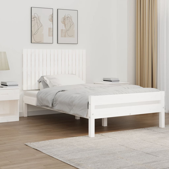 vidaXL Sängynpääty seinälle valkoinen 108x3x60 cm täysi mänty