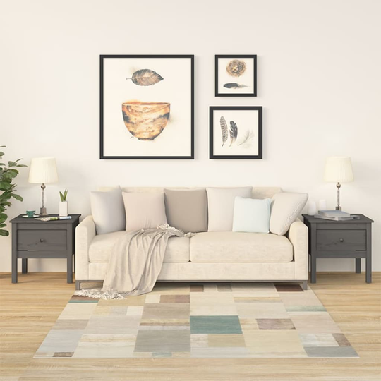 vidaXL Sivupöydät 2 kpl harmaa 50x50x49 cm täysi mänty