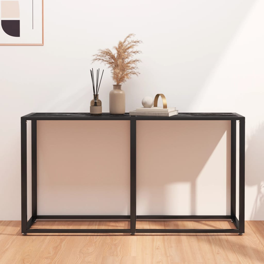 vidaXL Konsolipöytä musta marmori 140x35x75,5 cm karkaistu lasi