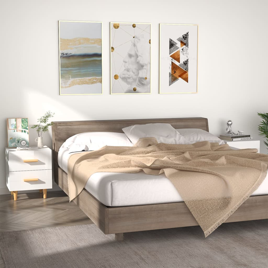 vidaXL Yöpöydät 2 kpl korkeakiilto valkoinen 40x35x47,5 cm