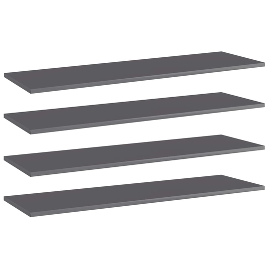 vidaXL Kirjahyllytasot 4 kpl korkeakiilto harmaa100x30x1,5cm lastulevy