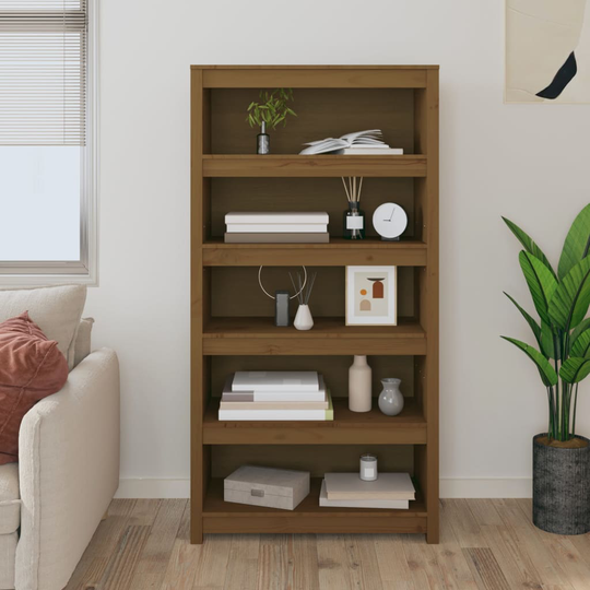 vidaXL Kirjahylly hunajanruskea 80x35x154 cm täysi mänty