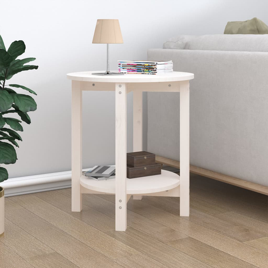 vidaXL Sohvapöytä valkoinen Ø 55x60 cm täysi mänty