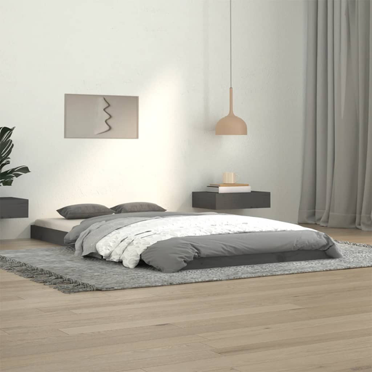 vidaXL Sängynrunko harmaa 100x200 cm täysi mänty