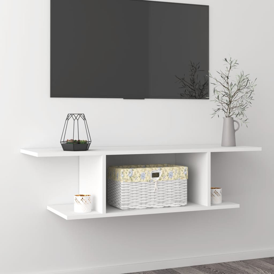 vidaXL Seinäkiinnitettävä TV-taso valkoinen 103x30x26,5 cm