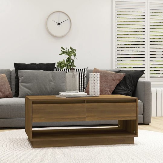 vidaXL Sohvapöytä ruskea tammi 102,5x55x44 cm lastulevy